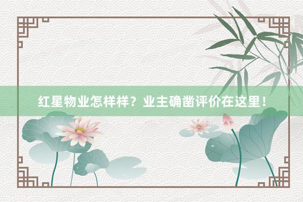 红星物业怎样样？业主确凿评价在这里！